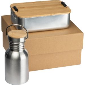 Zestaw lunch box i butelka 300 ml QUEBEC - z logo z własnym nadrukiem, kolor wielokolorowy