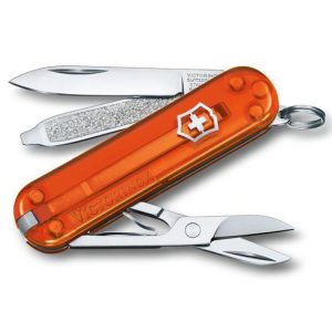 Scyzoryk Classic SD transparentny Victorinox - z logo z własnym nadrukiem, kolor pomarańczowy