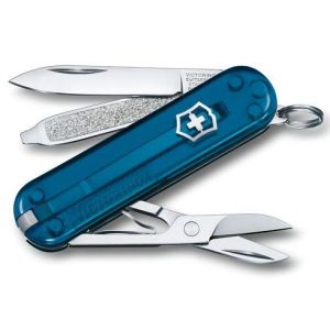 Scyzoryk Classic SD transparentny Victorinox - z logo z własnym nadrukiem, kolor turkusowy