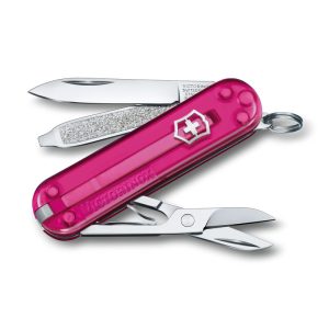 Scyzoryk Classic SD transparentny Victorinox - z logo z własnym nadrukiem, kolor różowy