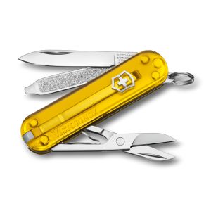 Scyzoryk Classic SD transparentny Victorinox - z logo z własnym nadrukiem, kolor żółty