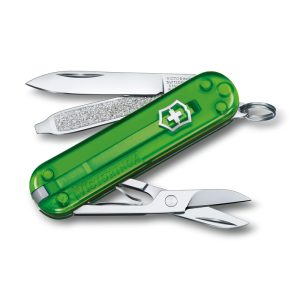Scyzoryk Classic SD transparentny Victorinox - z logo z własnym nadrukiem, kolor zielony