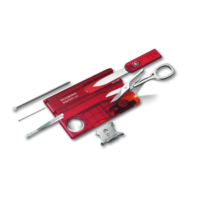 SwissCard Lite Victorinox - z logo z własnym nadrukiem, kolor czerwony