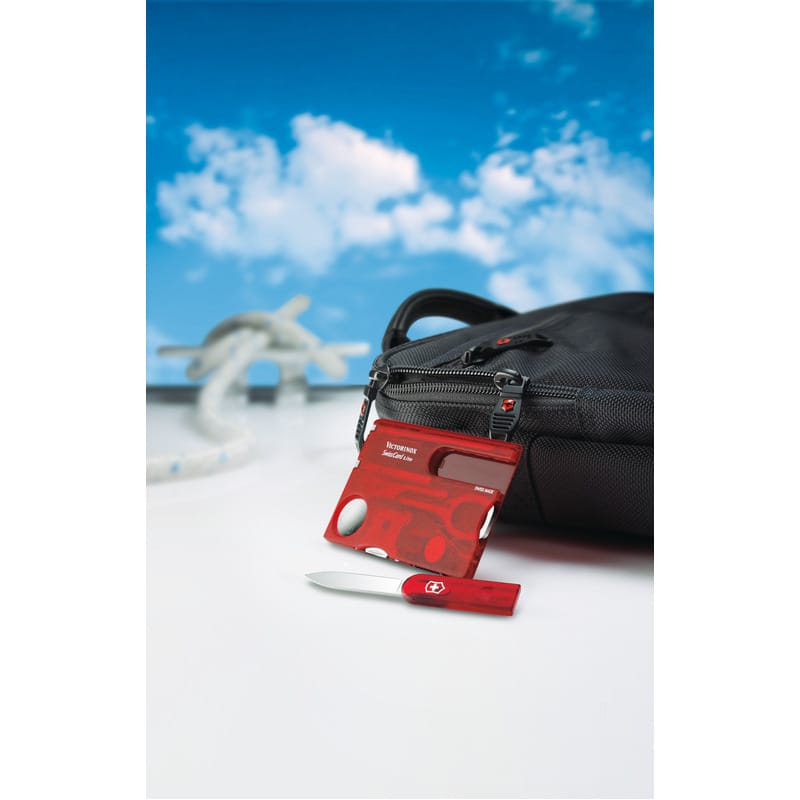 SwissCard Lite Victorinox - z logo z własnym nadrukiem, kolor czerwony