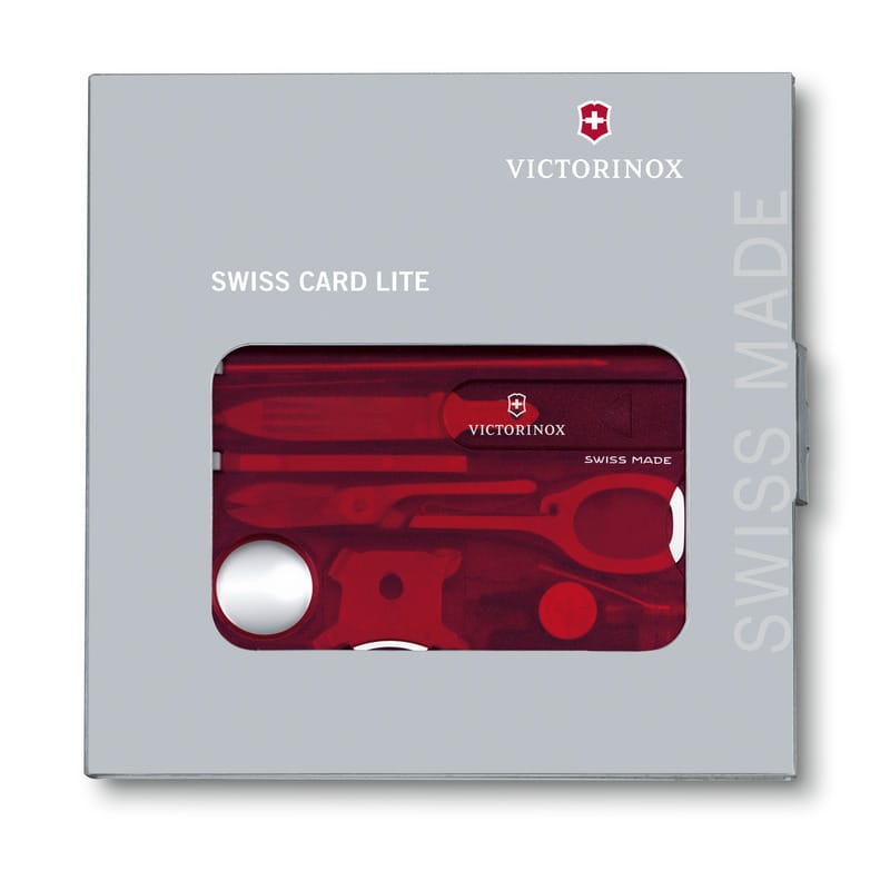 SwissCard Lite Victorinox - z logo z własnym nadrukiem, kolor czerwony