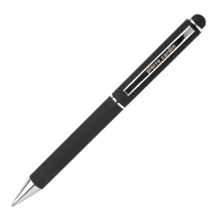 Długopis metalowy touch pen soft touch CLAUDIE Pierre Cardin - z logo z własnym nadrukiem, kolor czarny