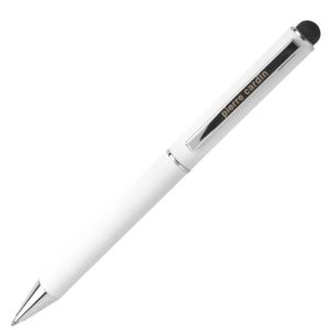 Długopis metalowy touch pen soft touch CLAUDIE Pierre Cardin - z logo z własnym nadrukiem, kolor biały