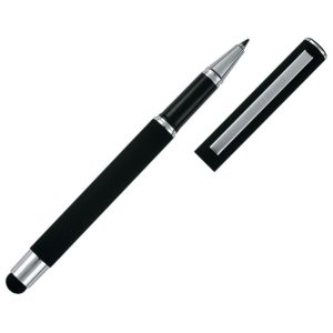 Pióro kulkowe touch pen soft touch CLAUDIE Pierre Cardin - z logo z własnym nadrukiem, kolor czarny