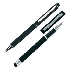 Zestaw piśmienny długopis i pióro kulkowe touch pen soft touch CLAUDIE Pierre Cardin - z logo z własnym nadrukiem, kolor cza…