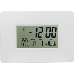 Zegar ścienny plastikowy BELGRADE - z logo z własnym nadrukiem, kolor biały