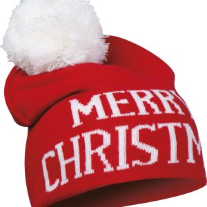 Zimowa czapka świąteczna WHITEHORSE - z logo z własnym nadrukiem, kolor czerwony