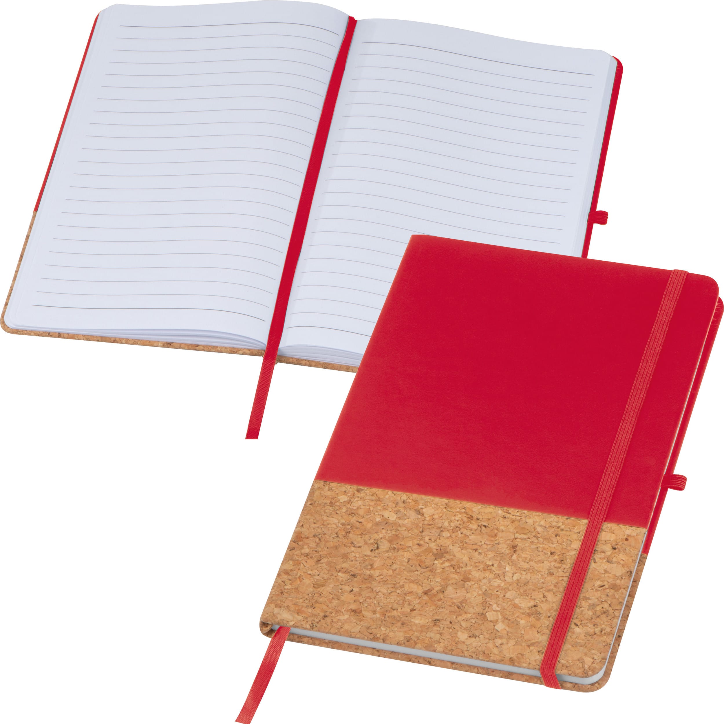 czerwony Notes A5 w linie NANTES – z logo