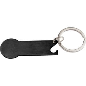 Brelok metalowy otwieracz do butelek STICKIT - z logo z własnym nadrukiem, kolor czarny