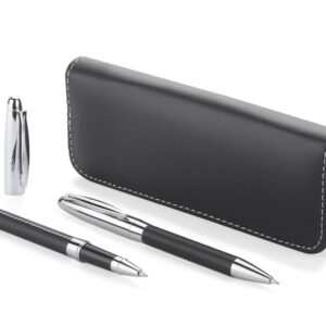 Zestaw piśmienniczy ELEGANCE z własnym nadrukiem, kolor czarny
