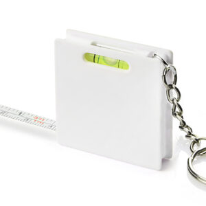 Brelok miara RIZO 1 m z własnym nadrukiem, kolor biały