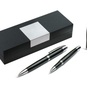 Zestaw piśmienniczy CALIFORNIA z własnym nadrukiem, kolor czarny