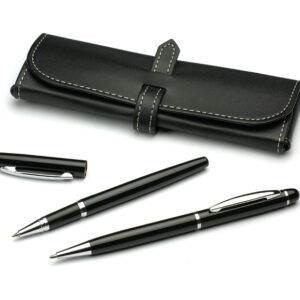 Zestaw piśmienniczy MONTANA z własnym nadrukiem, kolor czarny