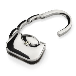 Wieszak na torebkę LADY z własnym nadrukiem, kolor srebrny