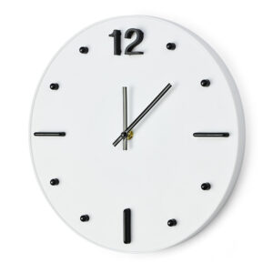 Zegar ścienny TECHNO z własnym nadrukiem, kolor biały