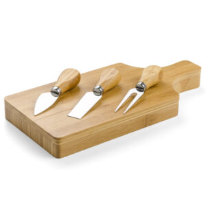 Deska do serów z nożami BRIE z własnym nadrukiem, kolor brązowy