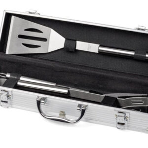 Zestaw do grilla KOLM z własnym nadrukiem, kolor srebrny