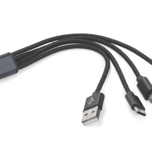 Kabel USB 3 w 1 TAUS z własnym nadrukiem, kolor czarny