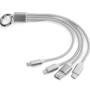 Kabel USB 3 w 1 TAUS z własnym nadrukiem, kolor srebrny