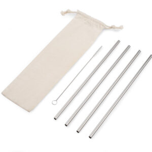 Zestaw słomek ROKKO z własnym nadrukiem, kolor srebrny