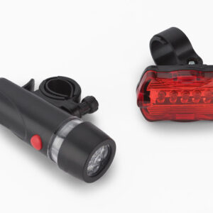 Zestaw lampek rowerowych AZER z własnym nadrukiem, kolor czarny