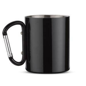 Kubek z karabińczykiem CAMP 250 ml z własnym nadrukiem, kolor czarny