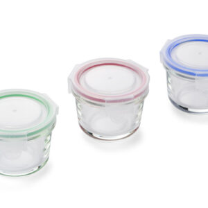 Zestaw słoiczków szklanych PESTO 3 x 120 ml z własnym nadrukiem, kolor przezroczysty