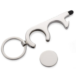 Brelok anti-touch TUS z własnym nadrukiem, kolor srebrny