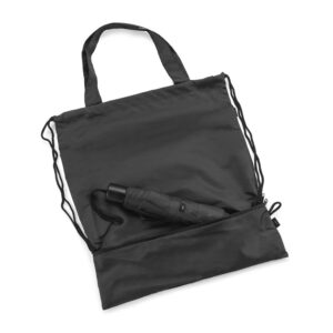 Worek na sznurkach z parasolem RAINY z własnym nadrukiem, kolor czarny