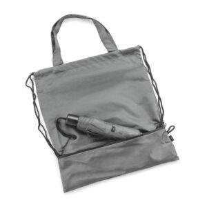 Worek na sznurkach z parasolem RAINY z własnym nadrukiem, kolor szary