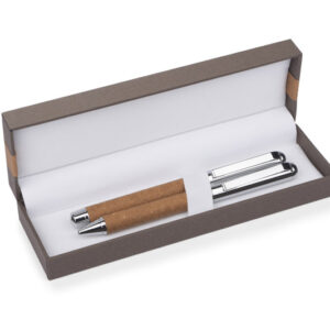 Zestaw piśmienniczy OHIO z własnym nadrukiem, kolor brązowy