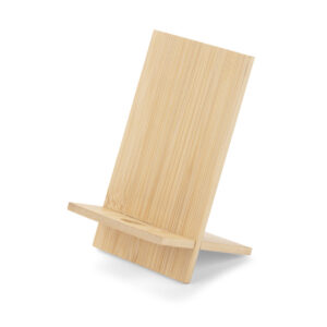 Bambusowy stojak na telefon RAGA z własnym nadrukiem, kolor brązowy