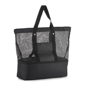 Torba plażowa termiczna SAND z własnym nadrukiem, kolor czarny