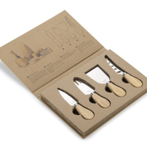 Zestaw noży do sera PECORINO z własnym nadrukiem, kolor naturalny