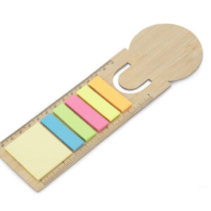 Linijka bambusowa z karteczkami BEMO z własnym nadrukiem, kolor naturalny
