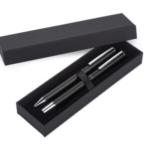 Zestaw piśmienniczy ILLINOIS z własnym nadrukiem, kolor czarny