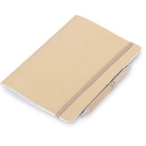 Notes z długopisem REMATT A5 z własnym nadrukiem, kolor naturalny