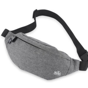 Torebka biodrowa rPET CHILLIX, RFID z własnym nadrukiem, kolor szary