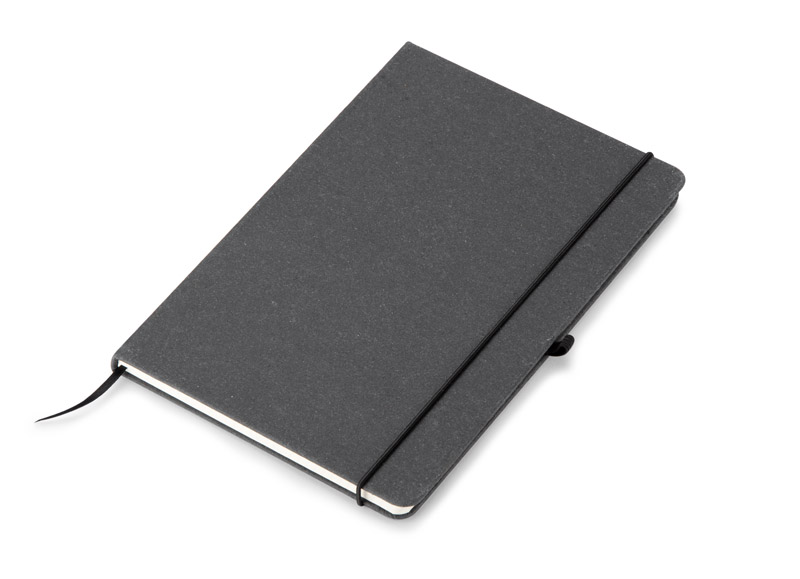 Notes z recyklingowanego PU, GLITZO A5 z własnym nadrukiem, kolor czarny