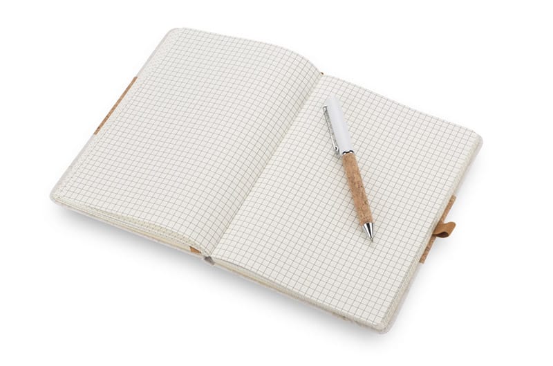 Zestaw - notes z długopisem CALMO A5 z własnym nadrukiem, kolor naturalny