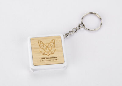 Miarka z breloczkiem 1 m DULO z własnym nadrukiem, kolor biały