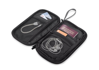 Organizer podróżny rPET CHILLGO, RFID z własnym nadrukiem, kolor szary