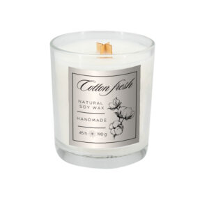 Świeca sojowa 190g Cotton Fresh - z logo z własnym nadrukiem, kolor przeźroczysty
