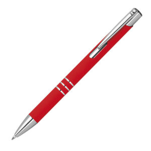 Długopis z aluminium z recyklingu półżelowy soft touch DUNMORE - z logo z własnym nadrukiem, kolor czerwony