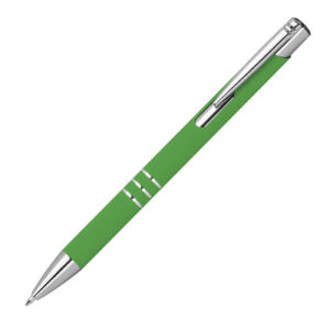 Długopis z aluminium z recyklingu półżelowy soft touch DUNMORE - z logo z własnym nadrukiem, kolor zielony