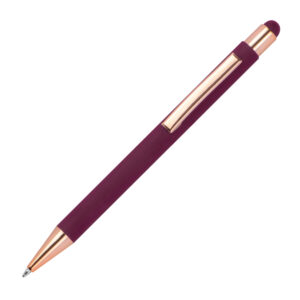 Długopis metalowy touch pen soft touch MIRAMAR - z logo z własnym nadrukiem, kolor bordowy
